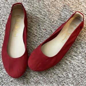 Fly London Women Nubuck Leather Lipstick Red 39EU  8.5US  Slip On